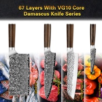 Manche rond en bois de wenge 8 pouces Damas 67 couches vg10 Gyuto Couteau de chef japonais en acier damas avec garantie à vie
