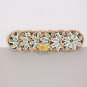 Vietnam Colorful Modern Eco-Friendly Hand Woven Rattan Shell Placemat & Coasters Round for Decorative Tea <b>Cup</b> <b>Mat</b> - Product Image 2