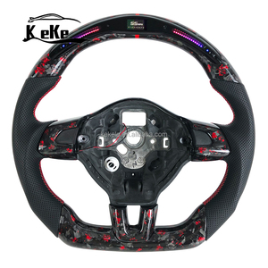 Volante Deportivo de Fibra de Carbono Forjado con LED <span class=keywords><strong>Rojo</strong></span> para Volkswagen <span class=keywords><strong>Polo</strong></span> Golf Mk6 Mk7 <span class=keywords><strong>GTI</strong></span> Passat B7 B8, Admite Personalización - Product Image 1