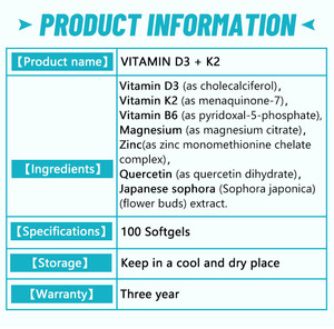 Wins Town Vitamine K3+D2 Softgel <span class=keywords><strong>Capsules</strong></span> Gezonde Sterke Botten Calcium Magnesium Vitamine D3 K2 Softgel <span class=keywords><strong>Capsules</strong></span> - Product Image 5