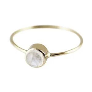 Venta al por mayor opal anillo de piedra-Anillo de piedra de la luna de ópalo chapado en oro s925, Gema real, LYR0621