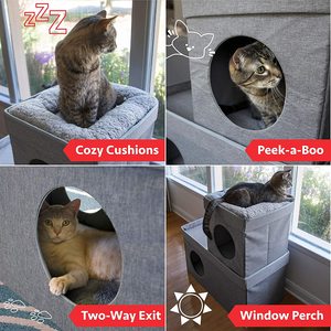 Grande grotte à Cube empilable, maison pliable pour chats, lits pour chats d'intérieur respirants - Product Image 5