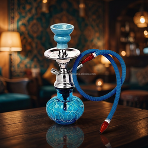 Cachimba barata estilo indio Chaman India con acabado en laca turquesa, hierro y vidrio, tipo recto - Product Image 3