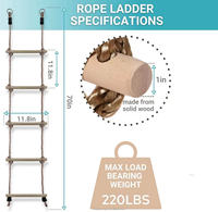 Escalera de Madera Colgante de Alta Calidad para Escalar, Columpio de 5 Peldaños, Escalera Infantil para Ejercicio al Aire Libre