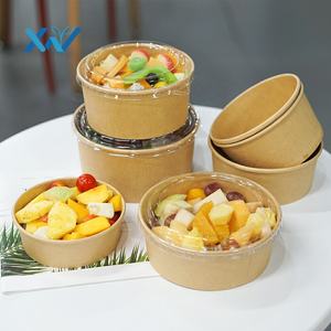 Kotak Kemasan Makanan Cepat Saji Sekali Pakai Grosir, Mangkuk Kertas Bulat untuk Bawa Pulang, Wadah Sup Bubur, Mangkuk Salad, Mangkuk Kertas Kraft Besar - Product Image 5