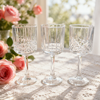Geprägtes Kristallglas mit Stiel, Vintage Vertikalstreifen-Kelch, Klares Pressglas für Bar, Hochzeit und Feiern