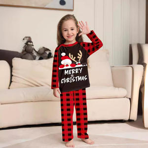 Autumn for Amazon European American <b>Plaid</b> Home Clothes <b>Pajamas</b> for Girls Cute Letter Printing Christmas Parent-Child Suit New - Product Image 3