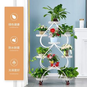 Support à fleurs en fer forgé de style européen avec roulettes, mobile et peu encombrant, adapté aux balcons et aux salons, grand modèle - Product Image 3