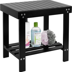Bamboo <b>Bathroom</b> <b>Stool</b> Adjustable Height Rectangle Footrest For Kids Adults Indoor Use Black Color - Product Image 5