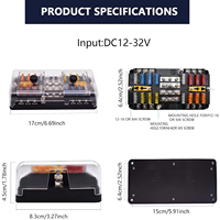 Boîtier de distribution de puissance 16 voies avec double batterie, bloc de fusibles à lame, 2 circuits séparés, barre omnibus positive et négative pour voiture, camping-car, marine