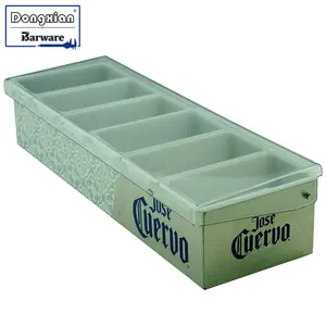 Contenedor de servicio de condimentos refrigerados por hielo, bandeja de guarnición refrigerada, dispensador de condimentos, botellas, conjunto de contenedores de condimentos