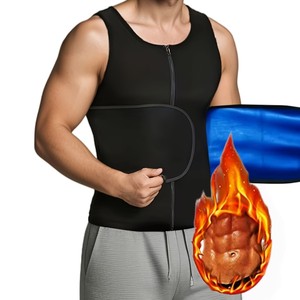 Gilet de sauna pour hommes, gilet amincissant, chemise de sudation zippée, débardeur de sudation pour la graisse abdominale - Product Image 1