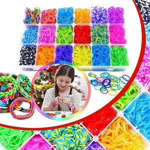 Mädchen Kreativität Geschenk Kinder Haarband basteln Geschenk bunte Gummi-Bänder Loomset basteln Haarband Armband-Herstellungs-Set