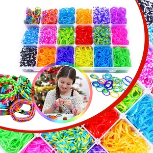 Girls Creativity Gift Kids Hair Band DIY Crafting Gift Colorful Rubber Bands Loom Kit DIY Hair Band Bracelet Making Kit