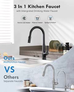 Modern Classic Pull-Down Chrome Finish <b>Kitchen</b> Faucet with Ceramic Valve Core Factory Direct Black <b>Sink</b> Mixer for Hotels - Product Image 2