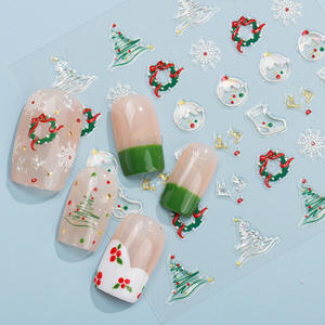 <span class=keywords><strong>Arbre</strong></span> de Noël et flocon de neige autocollants pour ongles 5D colle de secours transfrontalière décalcomanies décoratives de Noël doux - Product Image 3