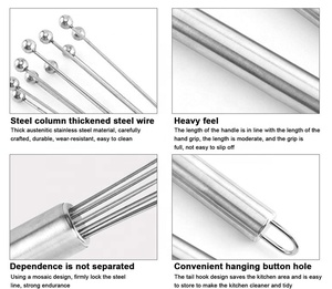 Bille d'acier Outil de <span class=keywords><strong>cuisine</strong></span> écologique Mélangeur de batteur à oeufs <span class=keywords><strong>Fouet</strong></span> à oeufs manuel - Product Image 6