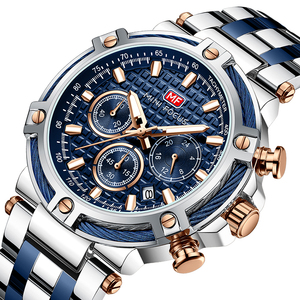 <span class=keywords><strong>Mini</strong></span> <span class=keywords><strong>Focus</strong></span> MF0470G <span class=keywords><strong>MF</strong></span> 0470 <span class=keywords><strong>Reloj</strong></span> de pulsera de cuarzo Cronógrafo resistente al agua de acero inoxidable Manos luminosas Relojes de lujo para hombres - Product Image 1