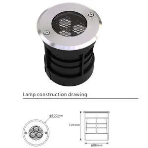 YF-DM20-100 9W in alluminio Ip67 da esterno piano incasso lampada a gradini per illuminazione a led lampade interrate da giardino