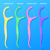 Lot de cure-dents en plastique personnalisés, colorés, aromatisés à la menthe, pour le nettoyage des dents