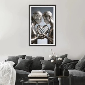 Impression d'art figuratif métallique <span class=keywords><strong>contemporaine</strong></span>, esthétique, peintures murales en porcelaine cristalline pour la décoration de la maison - Product Image 5