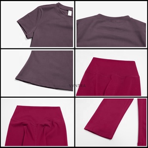 Set Sportivo da <span class=keywords><strong>Donna</strong></span> Personalizzato di Alta Qualità: Top con Collo all'Americana, <span class=keywords><strong>T</strong></span>-<span class=keywords><strong>shirt</strong></span> da Palestra, Leggings Capri per Allenamento, Pilates e Yoga - Product Image 6