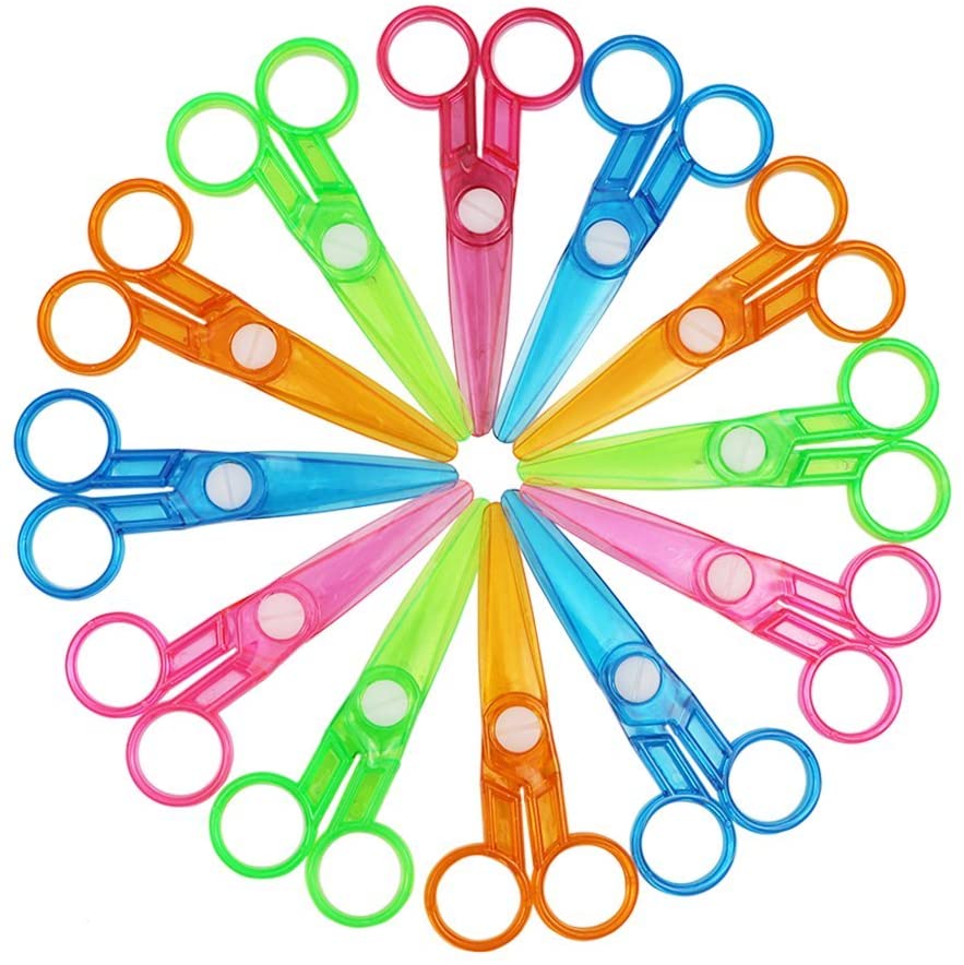 Оптовая продажа, пластиковые безопасные ножницы для малышей, художественные детские ножницы, дизайн медузы, дошкольные ножницы для резки бумаги и глины
