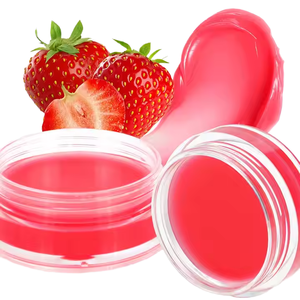 Set de Crema Exfoliante Labial Vegana de Marca Privada con Fórmula Herbal Hidratante Sabor Fresa y Cuchara Rosa Personalizada - Product Image 1