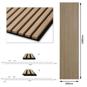 KASARO Manufacture Wood Veneer Wall Mdf Acoustic Panels Wooden Slat For Studio Indoor Decoration
