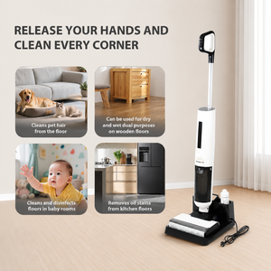 Aspirateur et serpillière combinés <span class=keywords><strong>pour</strong></span> nettoyage de sols en bois sous le canapé, filtre HEPA, moteur 150W, nettoyage humide et sec, <span class=keywords><strong>machine</strong></span> de nettoyage de sols - Product Image 2