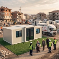 Maison conteneur extensible à double aile de 40 pieds, préfabriquée, pliable, modulaire, abri temporaire pour la reconstruction post-guerre