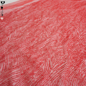Piccoli punti rossi onde nigeriano tessuto paillettes glitterato tessuto <span class=keywords><strong>Tulle</strong></span> per abito da sposa - Product Image 3