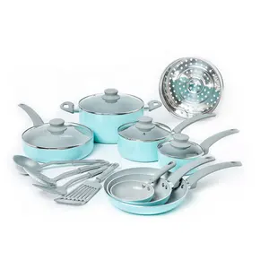 Aluminum ceramic kitchenware pan and pots set
