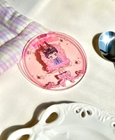 Vigreat Double face Quicksand boisson ronde personnalisée Table personnalisée Anime congelé carré clair rond acrylique sous-verre pour boisson