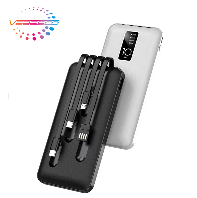 Portable Power Bank 10000 MA-2000 MA PVC Type-C Input Built-in Wired LCD Display Fast Charging Wireless Mobile Phone Holder