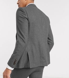 Kostum musim gugur pria, 2 potong setelan bisnis Slim Fit jaket tuksedo Herringbone untuk blazer pesta pernikahan <span class=keywords><strong>Prom</strong></span> - Product Image 2