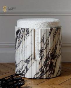 YUSHI moderno Natural piedra estriada personalizable Calacatta Viola mármol <span class=keywords><strong>Dolce</strong></span> taburete muebles para el hogar para sala de estar Hotel para Villa - Product Image 4