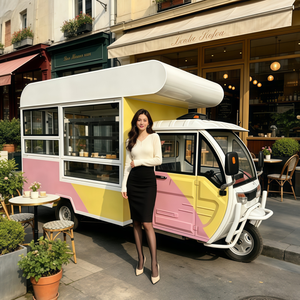 Des designs réalistes attirent plus de clients à votre élégant camion de restauration mobile en acier inoxydable à 4 roues, spécialisé dans les snacks et les glaces. - Product Image 1