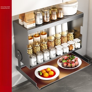 Boîte à condiments sous l'étagère <span class=keywords><strong>de</strong></span> la <span class=keywords><strong>cuisine</strong></span>, armoire suspendue, armoire <span class=keywords><strong>de</strong></span> <span class=keywords><strong>rangement</strong></span> murale à double pliage pour la préparation des légumes - Product Image 4