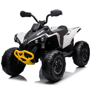 Kids ATV 4 Wheeler, 12V Ride on Toy Car Can-am Quad Electric Vehicles with Remote Control LED Lights, Spring Suspension