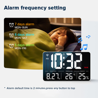 Horloge numérique LED intelligente WIFI, contrôle par application, synchronisation automatique de l'heure, DST, 13 pouces, avec affichage de la température et de l'humidité, horloge de bureau pour la maison et le bureau