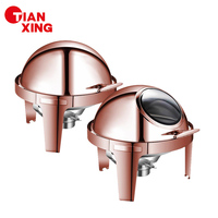 TIANXING Ensemble de réchauds de buffet hydrauliques en acier inoxydable couleur or rose avec support à combustible pour la restauration