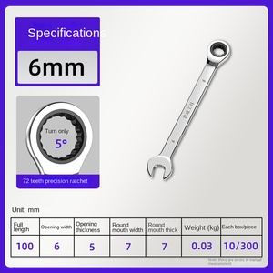 <span class=keywords><strong>Clé</strong></span> à cliquet Torx à double usage, 72 dents, capacité <span class=keywords><strong>de</strong></span> mâchoire métrique 6-32, qualité industrielle, anti-étincelles, cliquet rapide - Product Image 6