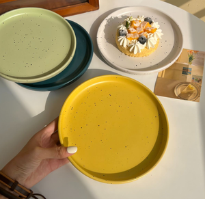 Assiettes <span class=keywords><strong>de</strong></span> service en céramique et porcelaine écologiques, style coréen mignon, jaune et vert, haut <span class=keywords><strong>de</strong></span> gamme, pour steak et <span class=keywords><strong>dessert</strong></span>, pour la maison et les restaurants - Product Image 2