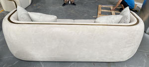 Oturma odası mobilya bej kanepe yatak kanepe kumaş kanepe ile Metal taban arkalığı 5 yastıklar - Product Image 5