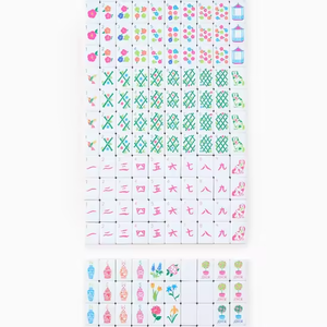 Jeu de <span class=keywords><strong>Mahjong</strong></span> Américain Automatique TK Viral, Tuiles Florales Orange-Rose, 166 Pièces, en Acrylique Gravé Coloré, Thème Maison de Chiot - Product Image 2