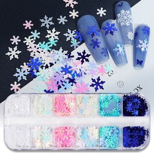 Flocon de neige bleu hivernal Nail Art Décorations Iridescent White Glitter Flakes Paillettes Fournitures de <span class=keywords><strong>manucure</strong></span> Accessoires pour ongles de Noël - Product Image 2