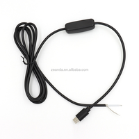 Kabel saklar Tipe C Tipe C ke kabel terbuka dengan LED on off untuk Printer komputer pemindai Barcode