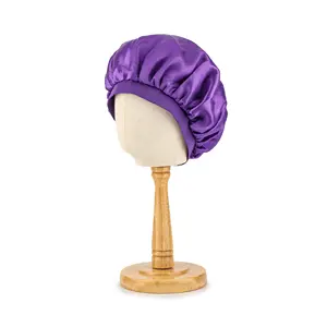 Vente en gros de chapeaux ronds personnalisés en satin à bande élastique bonnet de douche à bord étroit chapeaux de soins capillaires à domicile