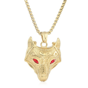Collar con colgante de zorro de acero inoxidable con ojos rojos, diseño geométrico para hombres y mujeres, joyería de moda 1207 - Product Image 5